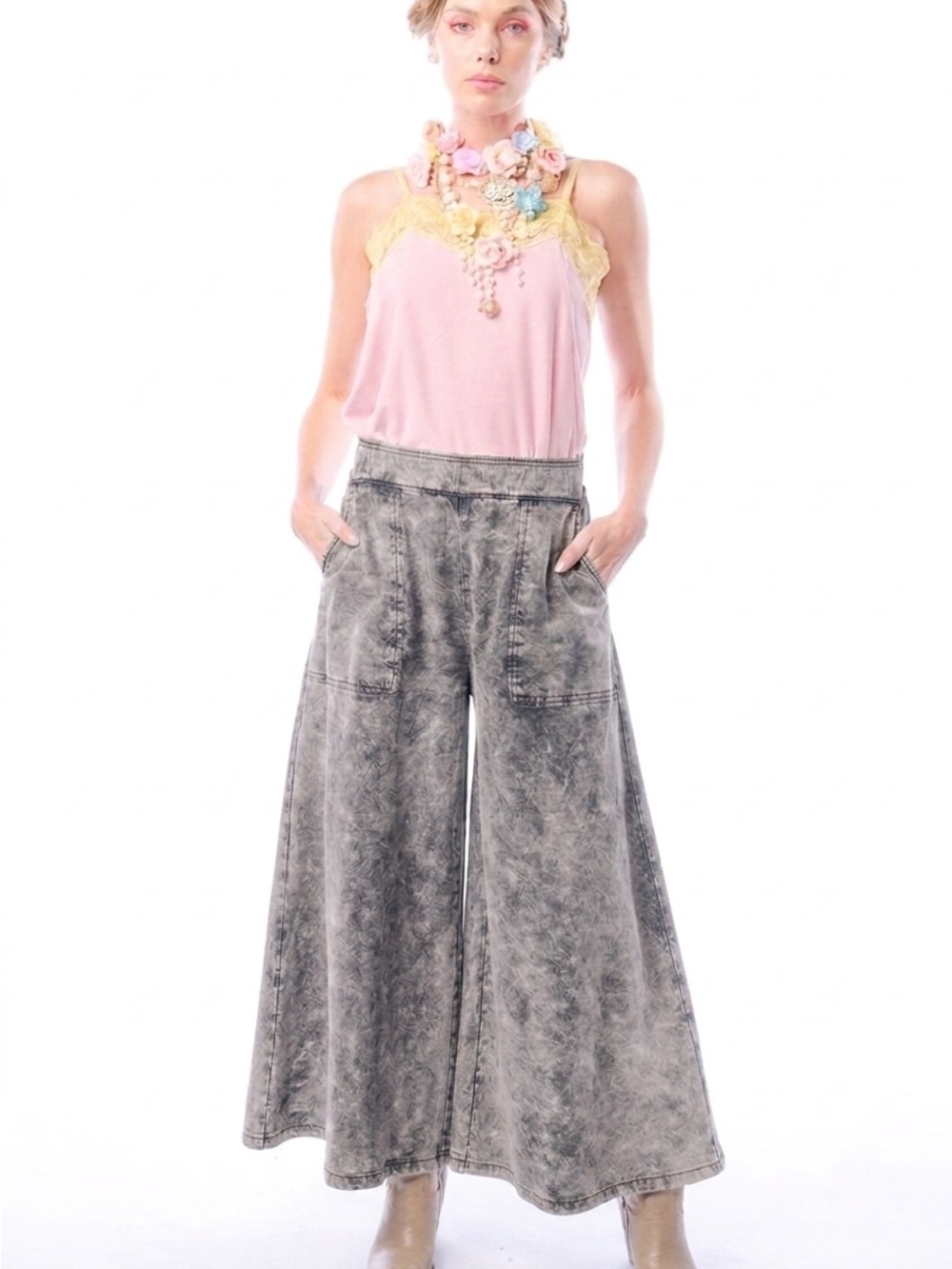 ARATTA/ Colonel High-Rise Wide-Leg Washed Gray Palazzo Pants/ M / Preloved $198